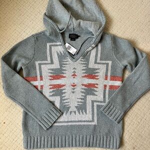 Pendleton Hooded Knit Sweater Women’s Southwestern geometric, boho, BNWT Small